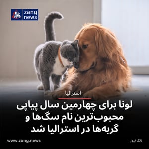 لونا برای چهارمین سال پیاپی محبوب‌ترین نام سگ‌ها و گربه‌ها در استرالیا شد