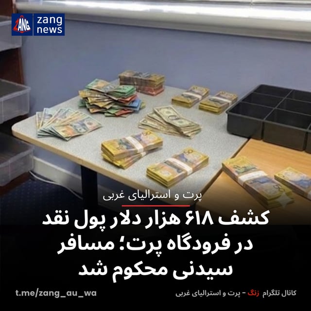 کشف ۶۱۸ هزار دلار پول در فرودگاه پرت؛ مسافر سیدنی محکوم شد